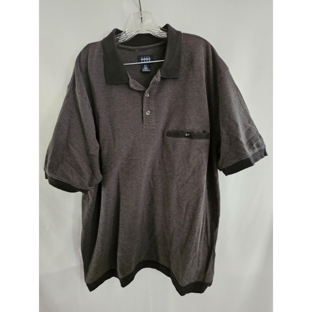 Harbor Bay Mens Size 2XL Brown Black Polo Shirt Chest Pocket Cotton Blend